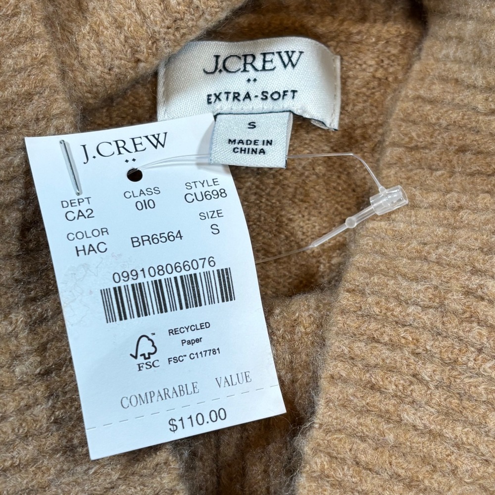 J.Crew Extra-Soft Mockneck Sweater Heather Brown CU698 Small NWT - Picture 3 of 6